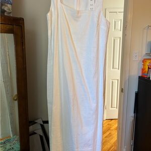 Linen-Blend Shift Maxi Dress